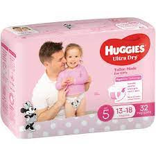 Huggies Ultra Dry Girls Nappies Size 5 13-18kg 32 pack