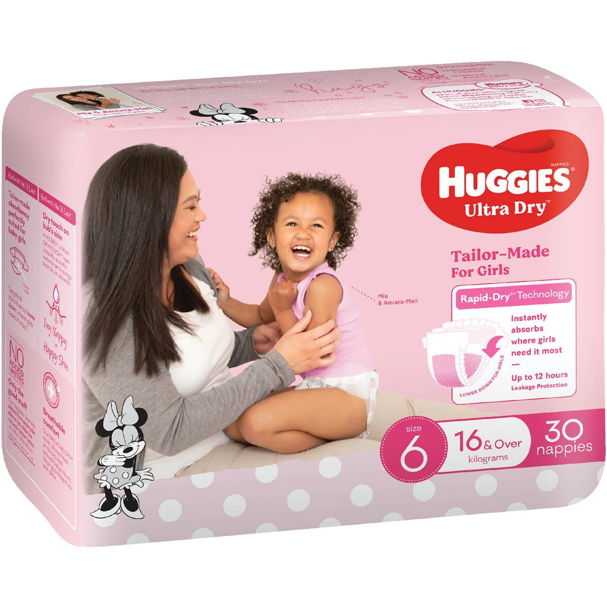 Huggies Ultra Dry Girls Nappies Size 6 16+kg 30 pack