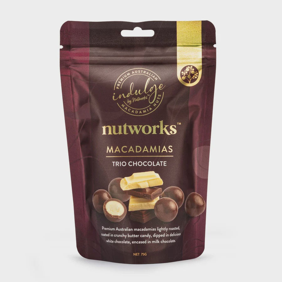 Nutworks Trio Chocolate Macadamias 75g