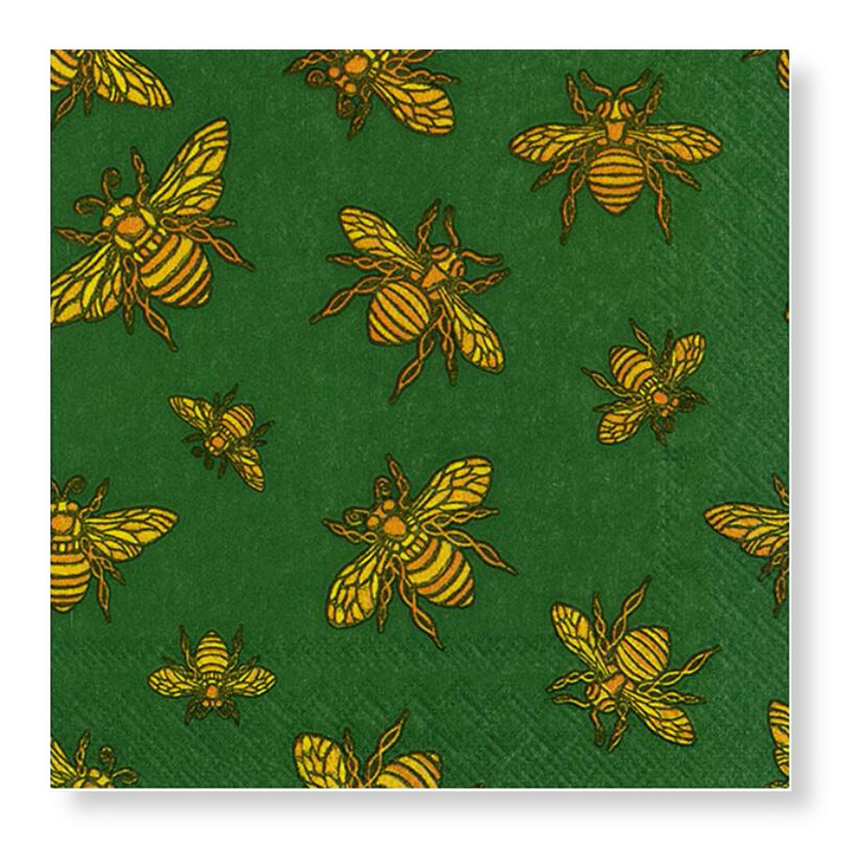 Manor Road Honey Bee Gold/Green Napkins - Cocktail