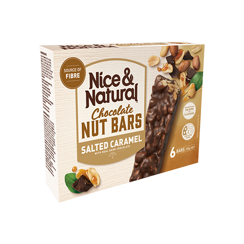 Nice & Natural Chocolate Nut Bars Salted Caramel 6pk 180g