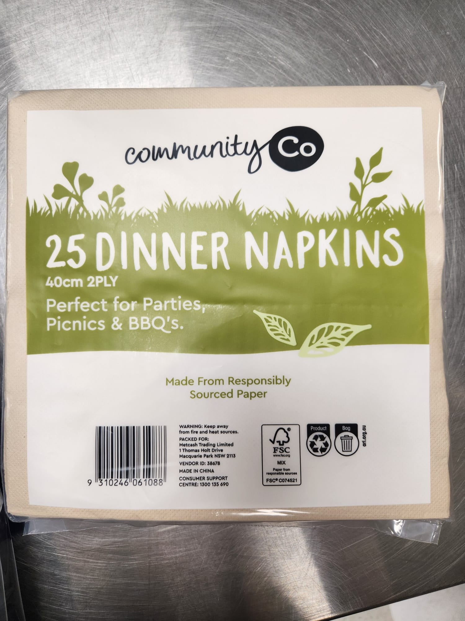 Community Co Dinner Napkins 25pk 40cm 2 Ply