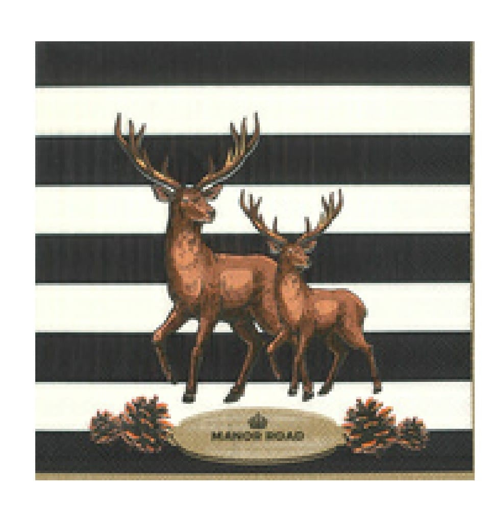 Manor Road Striped Deer Napkins - Cocktail