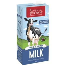 Australias Own UHT Full cream milk 1L