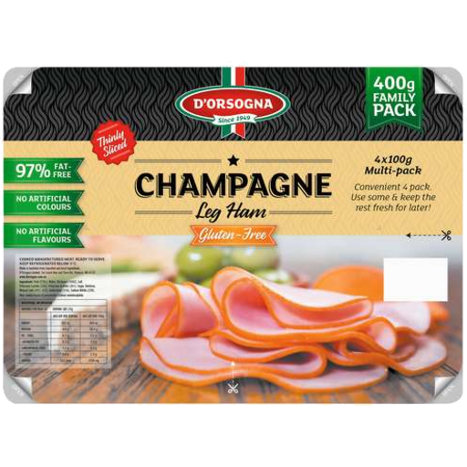 Dorsogna Champagne Leg Ham Sliced 400gm