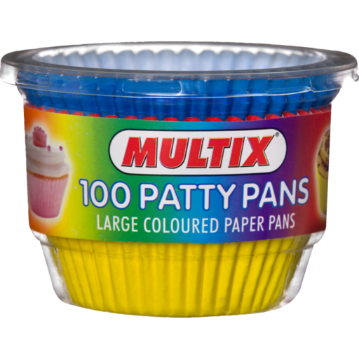 Multix Baking Aids Patty Pans Large Coloured X 100