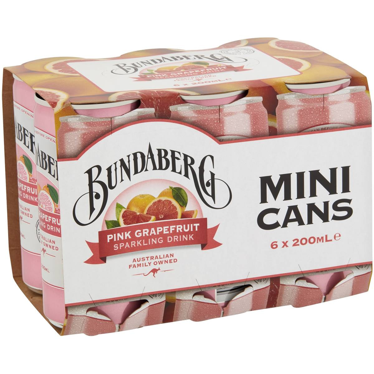 Bundaberg Pink Grapefruit 200ml can x 6pk