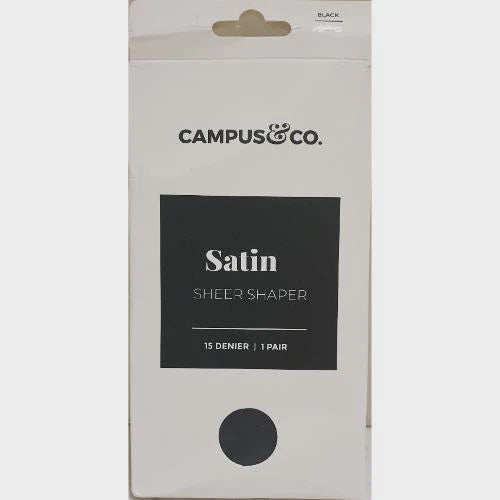 Campus & Co Satin Sheer Shaper 1pr Black Medium