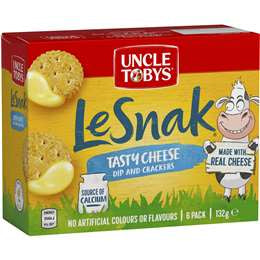 Uncle Tobys Le Snak Dip & Crackers Tasty Cheese 6pk